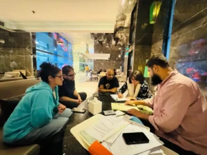 Ain Bisharod lawyer reviewing property documents with clients